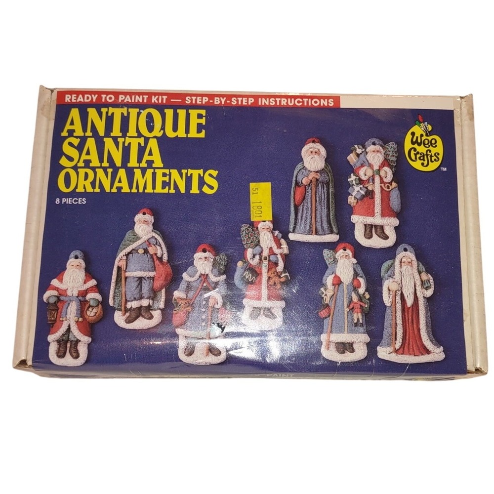 Wee Crafts Accents Unlimited Antique Santa Ornaments 21023 8 Piece Unwrapped NIB